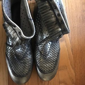 All leather gold booties